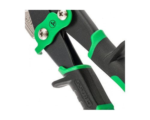 Ножницы по металлу 270 мм, прямой и правый проходной рез, сталь СrMo, двухкомпонентные рукоятки GROSS PIRANHA 78333