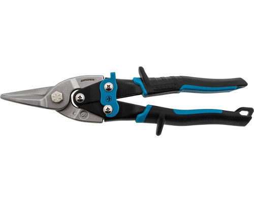 Ножницы по металлу GROSS PIRANHA 250 мм, прямой рез, сталь-CrMo, двухкомпонентные рукоятки 78325