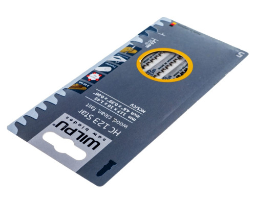 Пилка по дереву HC 123 (5 шт; 117х10х1.45 мм; 91 мм; 10 TPI; HCS/CV) WILPU 210500005
