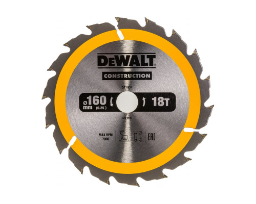 Пильный диск CONSTRUCT 160х20 мм, 18Т, ATB +20град DEWALT DT1931