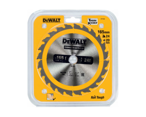 Пильный диск CONSTRUCT (165х20 мм; 24 ATB) DEWALT DT1934