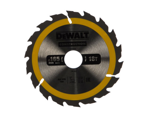 Пильный диск CONSTRUCT 165х30 мм, 18Т, ATB +20град DEWALT DT1936