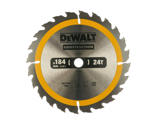 Пильный диск CONSTRUCT (184х16 мм; 24 ATB) DEWALT DT1939