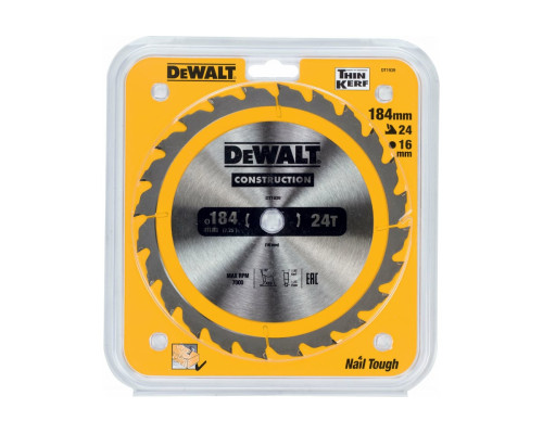 Пильный диск CONSTRUCT (184х16 мм; 24 ATB) DEWALT DT1939