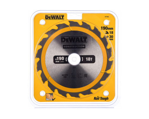 Пильный диск CONSTRUCT (190х30 мм; 18 ATB) DEWALT DT1943