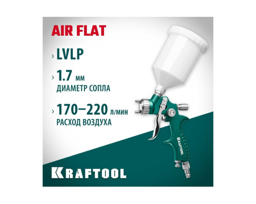 Пневматический краскопульт c верхним бачком KRAFTOOL AirFlat LVLP 06524-1.7