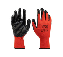 Полиэфирные перчатки с чёрным нитрильным покрытием STELS р. 9, 13 класс вязки 678705