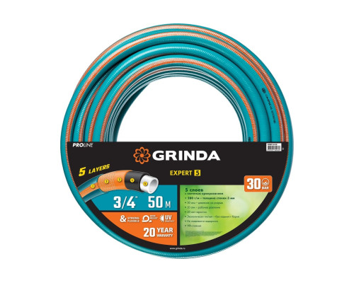 Поливочный пятислойный шланг GRINDA PROLine EXPERT 3/4", 50 м, 30 атм 429007-3/4-50