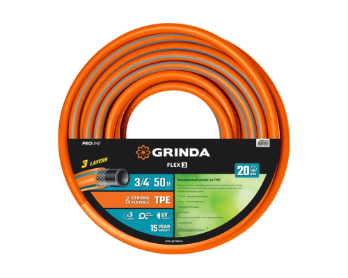 Поливочный шланг Grinda PROLine FLEX 3 3/4", 50 м, 20 атм 429008-3/4-50