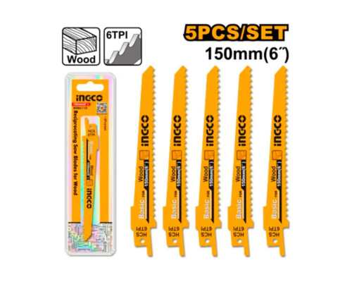 Полотна по дереву для сабельной пилы 150 мм, 5 шт INGCO RSB611D