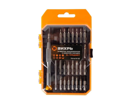 Прецизионная отвертка с набором насадок Вихрь 31 предмет в кейсе 73/6/2/15