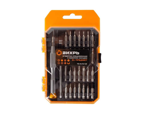 Прецизионная отвертка с набором насадок Вихрь 31 предмет в кейсе 73/6/2/15