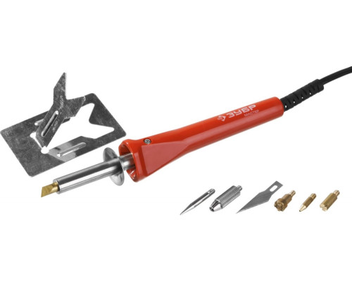 Прибор для выжигания, пайки, резки, с набором насадок 5шт + нож Зубр МАСТЕР 55426