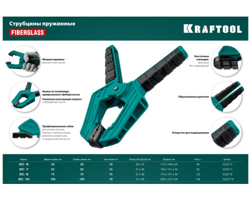 Пружинная струбцина KRAFTOOL SC-8 75х75 мм 32227-8