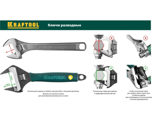 Разводной ключ KRAFTOOL SlimWide-S 200 / 38 мм 27263-20