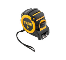 Рулетка Denzel 8 м, 32 мм, автоматическая фиксация, нейлоновое покрытие, магнит. зацеп, двухсторонняя разметка 31524
