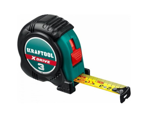 Рулетка KRAFTOOL X-Drive 3м/19мм с ударостойким обрезиненным корпусом 34122-03-19_z02