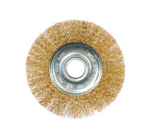 Щетка для УШМ, 125 мм, посадка 22.2 мм, плоская, латунированная витая проволока MATRIX 74656