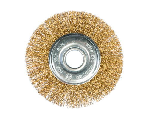 Щетка для УШМ, 125 мм, посадка 22.2 мм, плоская, латунированная витая проволока MATRIX 74656