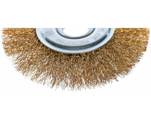 Щетка для УШМ, 125 мм, посадка 22.2 мм, плоская, латунированная витая проволока MATRIX 74656