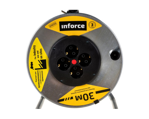 Силовой удлинитель на металлической катушке Inforce К4-Е-30 30 м 4 розетки с з/к 45130 Силовой удлинитель на металлической катушке Inforce К4-Е-30 30 м 4 розетки с з/к 45130