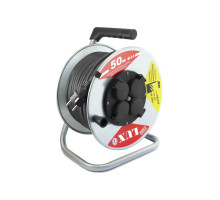 Силовой удлинитель на металлической катушке LUX 55150 К4-Е-50 КГ 3x2.5 50м 16А 4 роз. с з/к, защитой и крышк. IP44 4606400420422