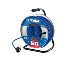 Силовой удлинитель ПВС ЗУБР на стальной катушке 3x2.5 50м 55102-50