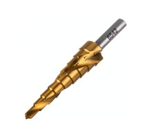 Сверло ступенчатое по металлу SPIRAL HSS-TiN 4-12х1/70 мм D.BOR SDSP-TIN-04-12-06