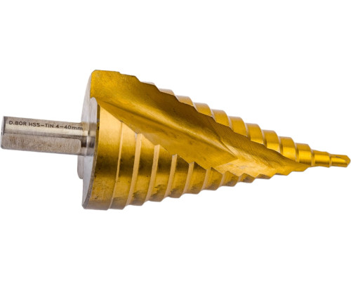 Сверло ступенчатое по металлу SPIRAL HSS-TiN 4-40х3/103 мм D.BOR SDSP-TIN-04-40-10