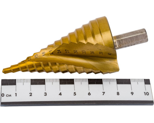 Сверло ступенчатое по металлу SPIRAL HSS-TiN 4-40х3/103 мм D.BOR SDSP-TIN-04-40-10