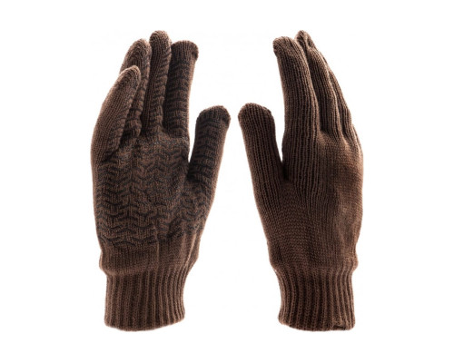 Трикотажные двойные полушерстяные перчатки Сибртех с ПВХ покрытием 68634