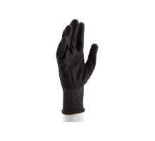 Трикотажные перчатки с черным полиуретановым покрытием Россия размер L, 15 класс вязки 67850