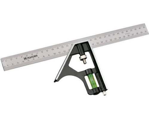 Угольник с уровнем HARDEN нержавеющая сталь, 300мм 580720