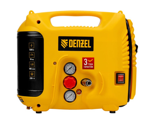 Воздушный компрессор Denzel dl1300, 10 бар, 1,3 квт, 180 л/мин, 5 л, с набором аксессуаров 58011