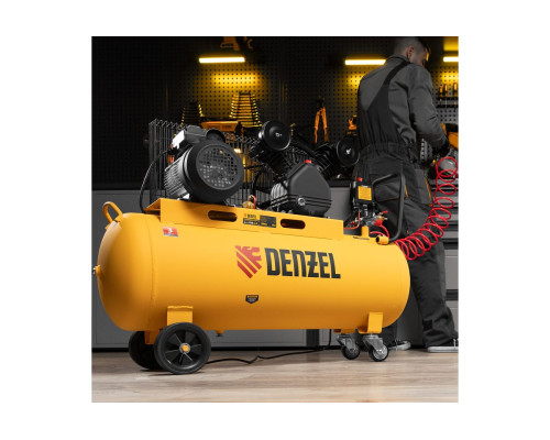 Воздушный компрессор с ременным приводом DENZEL BCV2200/100 2.2 кВт, 100 литров, 370 л/мин 58110