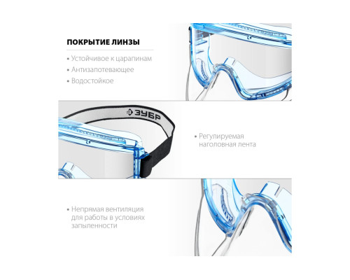 Защитные очки ЗУБР Панорама в комплекте со щитком 110233