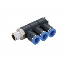 Фитинг цанговый коллектор резьба R1/4 три выхода под трубку 8 мм CDC Pneumatics 08023N PHL 0802(3)N