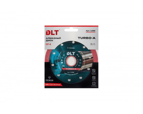 Диск алмазный DLT №4 (TURBO-А) 125мм, посадочный d-22,23мм, толщина 1,2мм (керамогранит) 1288