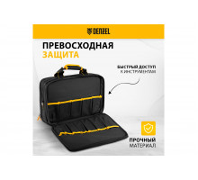Сумка для инструмента Denzel 400x170x300 мм, 3 отделения, 28 карманов, наплечный ремень 90295