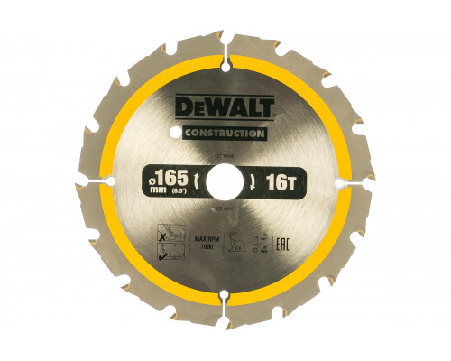 Пильный диск CONSTRUCT 165х20 мм, 16Т, ATB +24град DEWALT DT1948