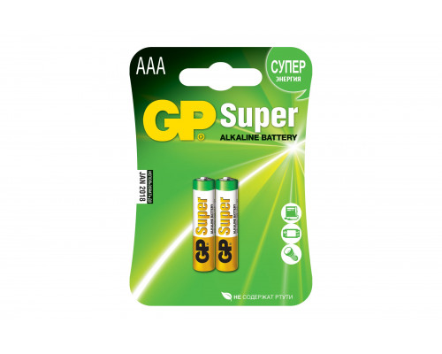 Алкалиновые батарейки GP Super Alkaline G-Tech ААA, набор 2 шт. 24AA21-2CRSBC2 15497424