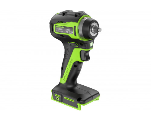 Гайковерт ударный GreenWorks G24IW200, 24V, б/щет, 0-2400об/мин, 3200уд/мин, 3/8'', 200Нм, 1x2Ач, ЗУ, коробка 3803607VUA