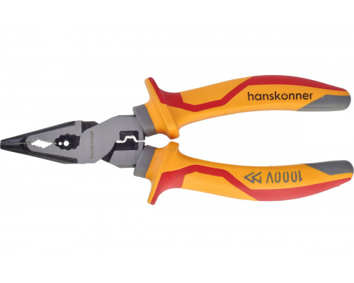 Длинногубцы Hanskonner 160мм, эксц. шарнир, стриппер, диэлектрические, HK1020-03-3-160
