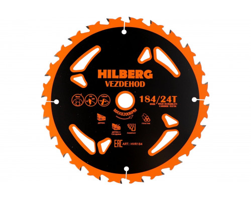 Диск пильный Hilberg Vezdehod 184x16x24Тx18º (reverse) HVR184