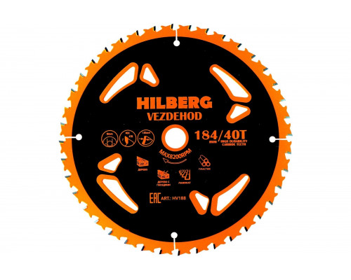 Диск пильный Hilberg Vezdehod 184x16x40Тx7º HV188