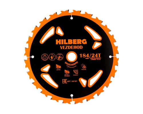 Диск пильный Hilberg Vezdehod 184x16x24Тx7º HV187