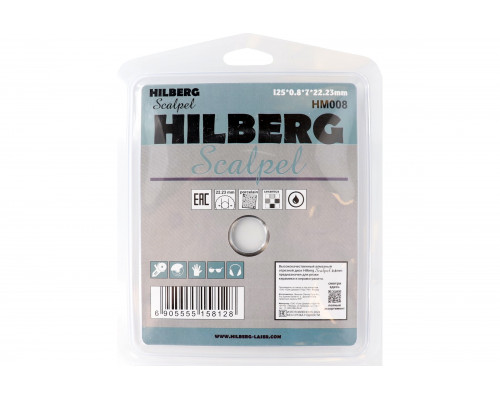 Диск алмазный отрезной Hilberg 125x22.23 Scalpel 0.8 мм HM008