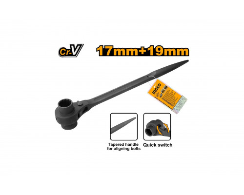 Ключ трещоточный ступичный INGCO 17х19 INDUSTRIAL HRSTW17191