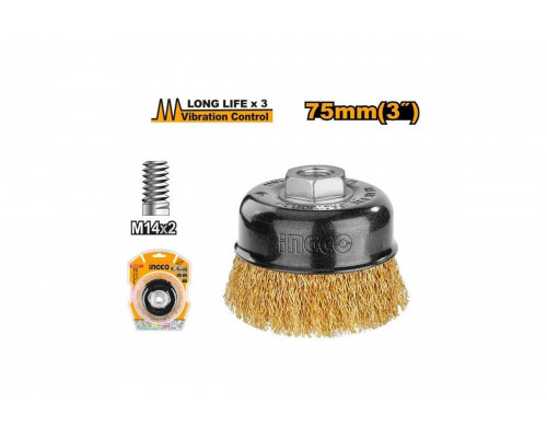 Проволочная щетка с гайкой 75 мм INGCO INDUSTRIAL WB10755
