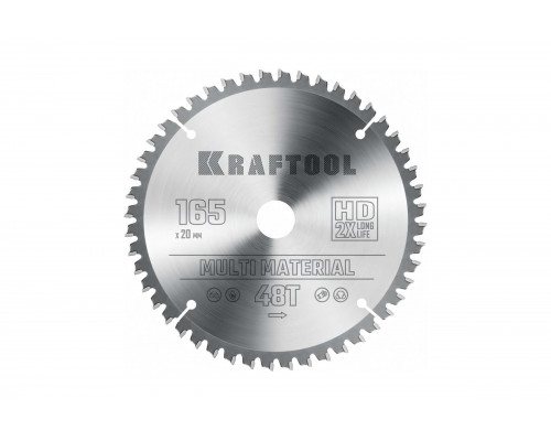 Пильный диск по алюминию KRAFTOOL Multi material 165x20 мм, 48Т 36953-165-20